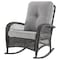 Manhattan Comfort Furttuo Steel Rattan Outdoor Rocking Chair with Cushions in Grey OD-CV017-GY - alternate 2